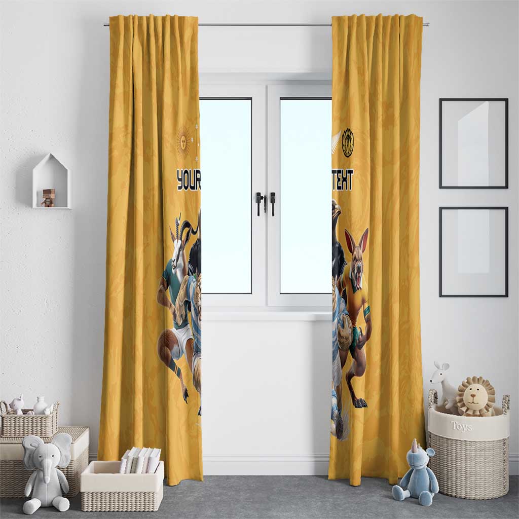 Custom Rugby Southern Hemisphere Window Curtain Argentina AUNZ South Africa Mascot Gold - Aussie Hoodie