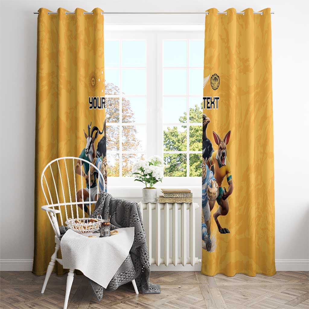 Custom Rugby Southern Hemisphere Window Curtain Argentina AUNZ South Africa Mascot Gold - Aussie Hoodie