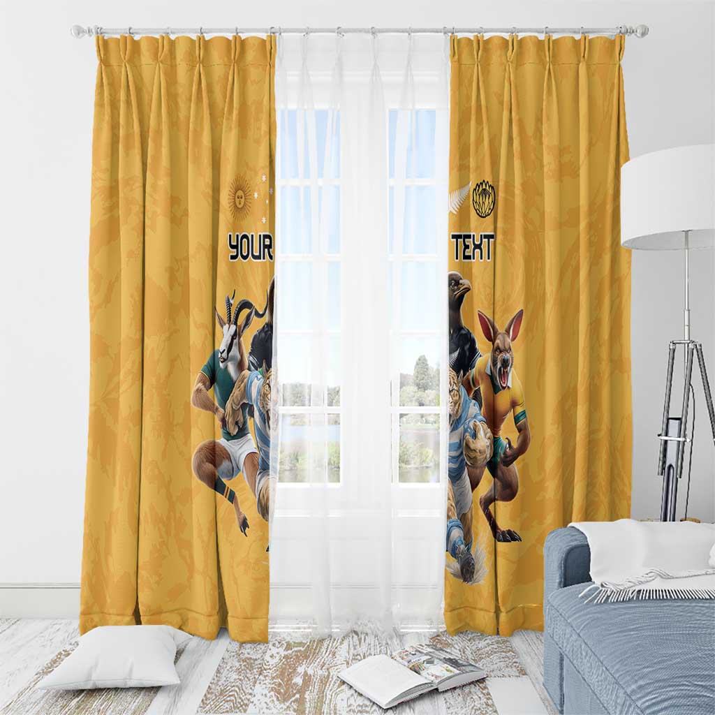 Custom Rugby Southern Hemisphere Window Curtain Argentina AUNZ South Africa Mascot Gold - Aussie Hoodie
