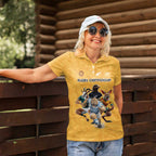Custom Rugby Southern Hemisphere Women Polo Shirt Argentina AUNZ South Africa Mascot Gold - Aussie Hoodie