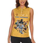 Custom Rugby Southern Hemisphere Women Sleeveless Polo Shirt Argentina AUNZ South Africa Mascot Gold - Aussie Hoodie