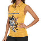 Custom Rugby Southern Hemisphere Women Sleeveless Polo Shirt Argentina AUNZ South Africa Mascot Gold - Aussie Hoodie