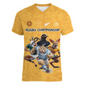 Custom Rugby Southern Hemisphere Women V-Neck T-Shirt Argentina AUNZ South Africa Mascot Gold - Aussie Hoodie