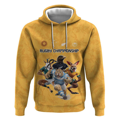 Custom Rugby Southern Hemisphere Zip Hoodie Argentina AUNZ South Africa Mascot Gold - Aussie Hoodie
