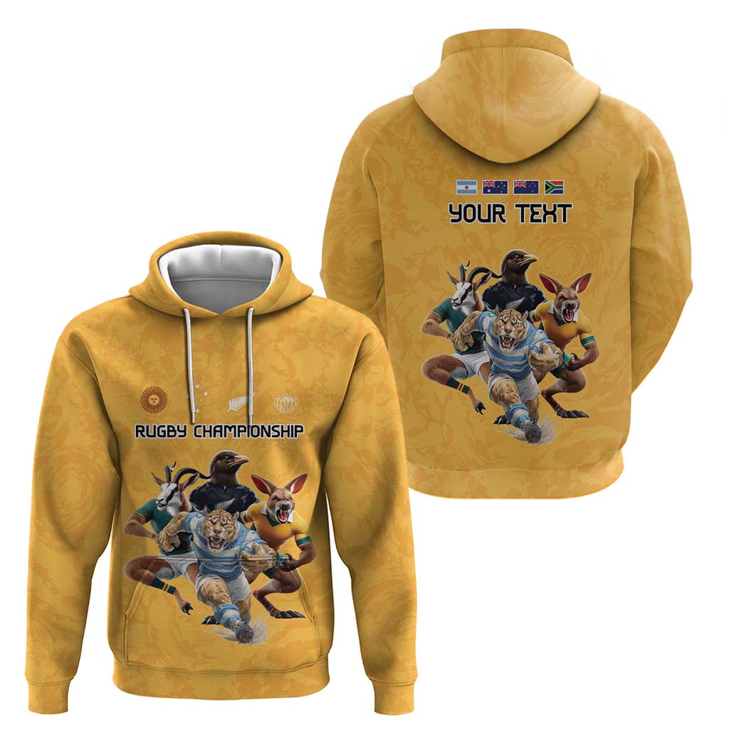 Custom Rugby Southern Hemisphere Zip Hoodie Argentina AUNZ South Africa Mascot Gold - Aussie Hoodie