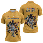 Custom Rugby Southern Hemisphere Zipper Polo Shirt Argentina AUNZ South Africa Mascot Gold - Aussie Hoodie