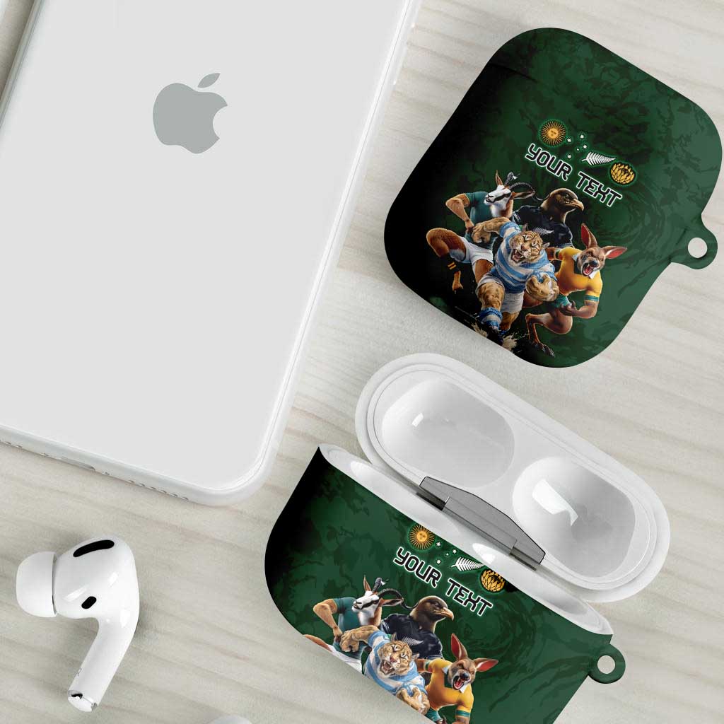Custom Rugby Southern Hemisphere AirPods Case Argentina AUNZ South Africa Mascot Green - Aussie Hoodie