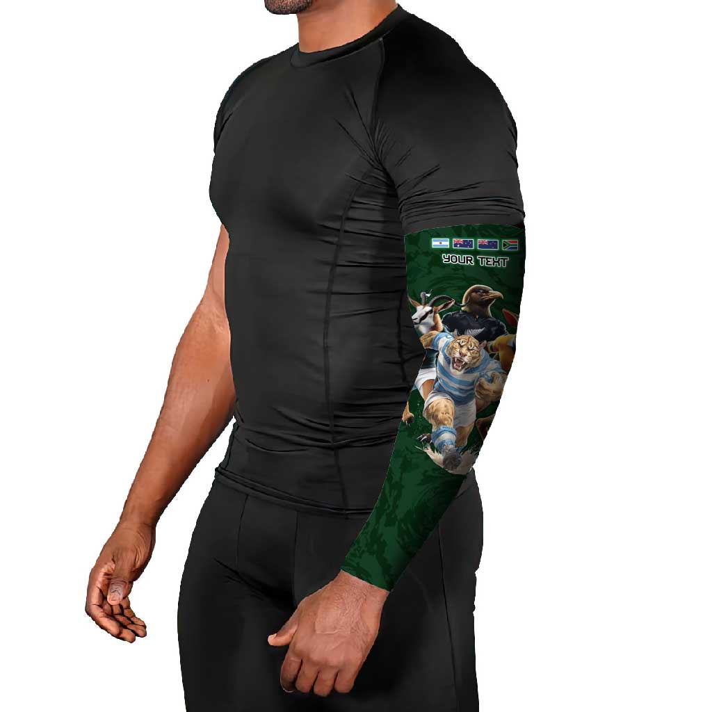 Custom Rugby Southern Hemisphere Arm Sleeves Argentina AUNZ South Africa Mascot Green - Aussie Hoodie