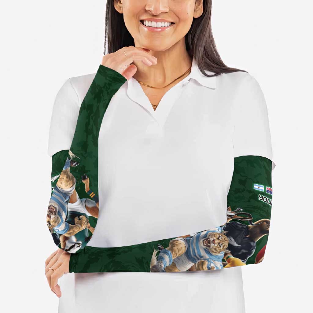 Custom Rugby Southern Hemisphere Arm Sleeves Argentina AUNZ South Africa Mascot Green - Aussie Hoodie
