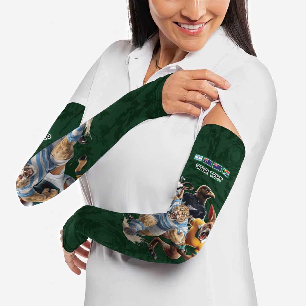 Custom Rugby Southern Hemisphere Arm Sleeves Argentina AUNZ South Africa Mascot Green - Aussie Hoodie