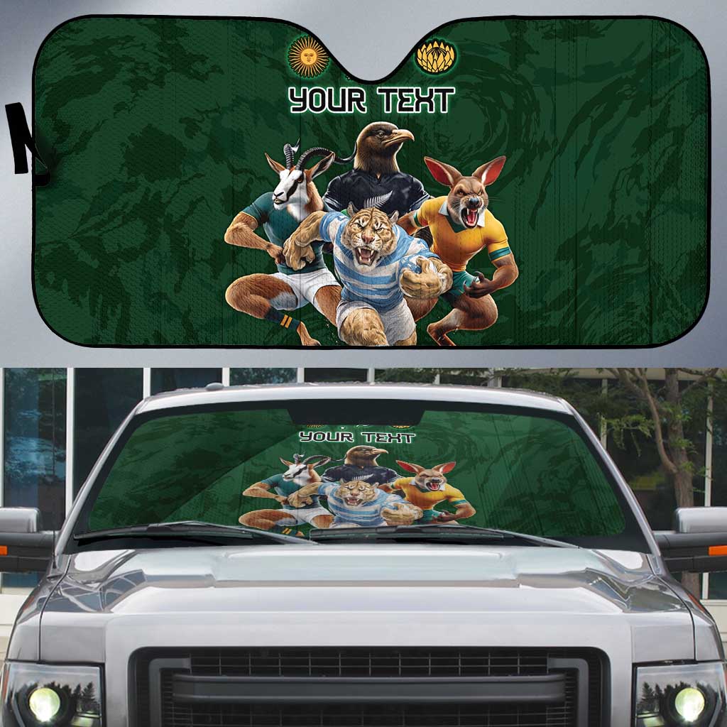Custom Rugby Southern Hemisphere Auto Sun Shade Argentina AUNZ South Africa Mascot Green - Aussie Hoodie