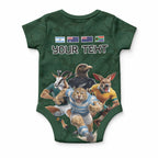 Custom Rugby Southern Hemisphere Baby Onesie Argentina AUNZ South Africa Mascot Green
