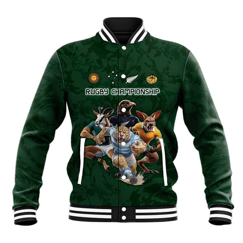 Custom Rugby Southern Hemisphere Baseball Jacket Argentina AUNZ South Africa Mascot Green - Aussie Hoodie