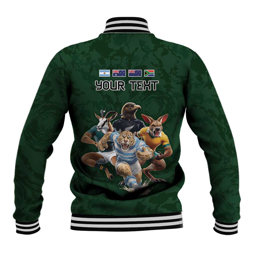 Custom Rugby Southern Hemisphere Baseball Jacket Argentina AUNZ South Africa Mascot Green - Aussie Hoodie