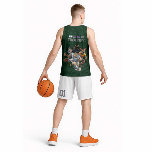 Custom Rugby Southern Hemisphere Basketball Jersey Argentina AUNZ South Africa Mascot Green - Aussie Hoodie