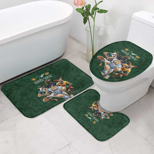 Custom Rugby Southern Hemisphere Bathroom Set Argentina AUNZ South Africa Mascot Green - Aussie Hoodie