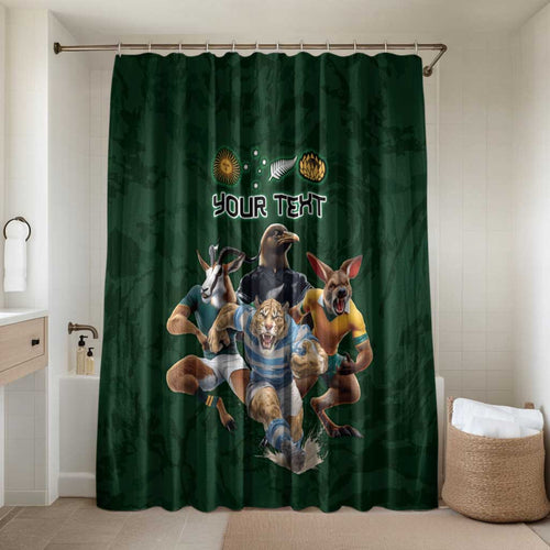 Custom Rugby Southern Hemisphere Bathroom Set Argentina AUNZ South Africa Mascot Green - Aussie Hoodie