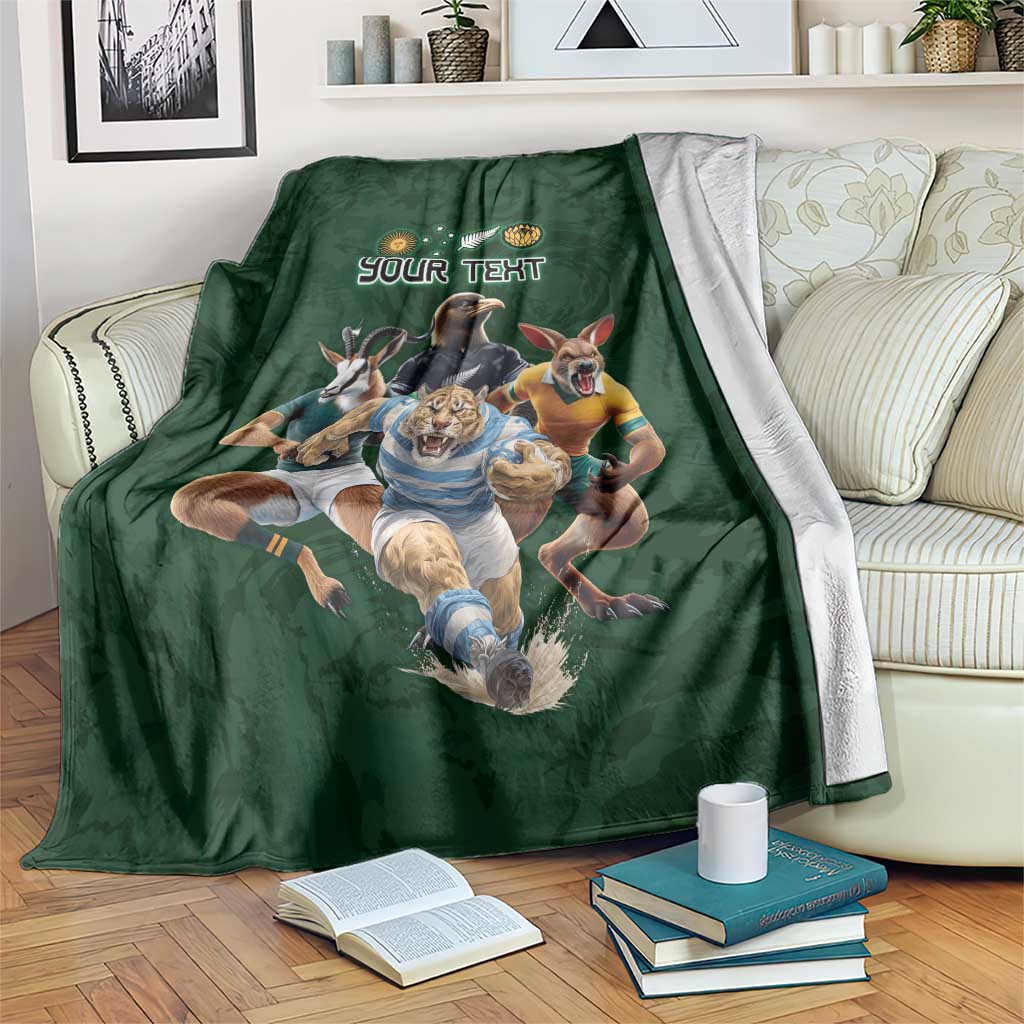 Custom Rugby Southern Hemisphere Blanket Argentina AUNZ South Africa Mascot Green - Aussie Hoodie