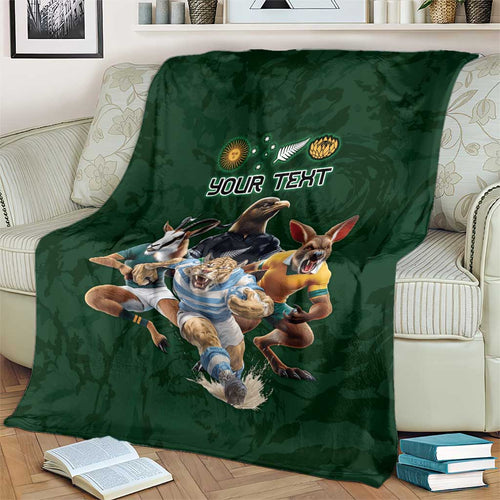 Custom Rugby Southern Hemisphere Blanket Argentina AUNZ South Africa Mascot Green - Aussie Hoodie