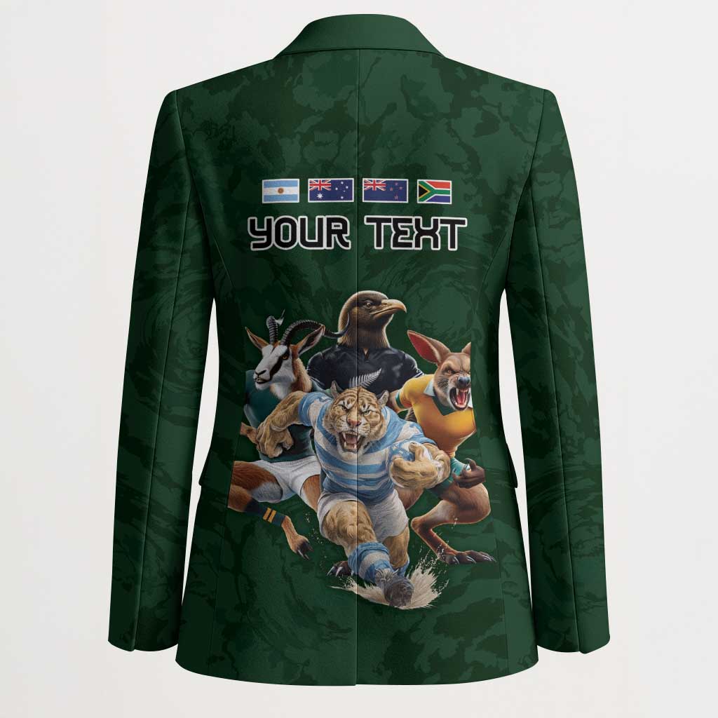 Custom Rugby Southern Hemisphere Blazer Argentina AUNZ South Africa Mascot Green - Aussie Hoodie