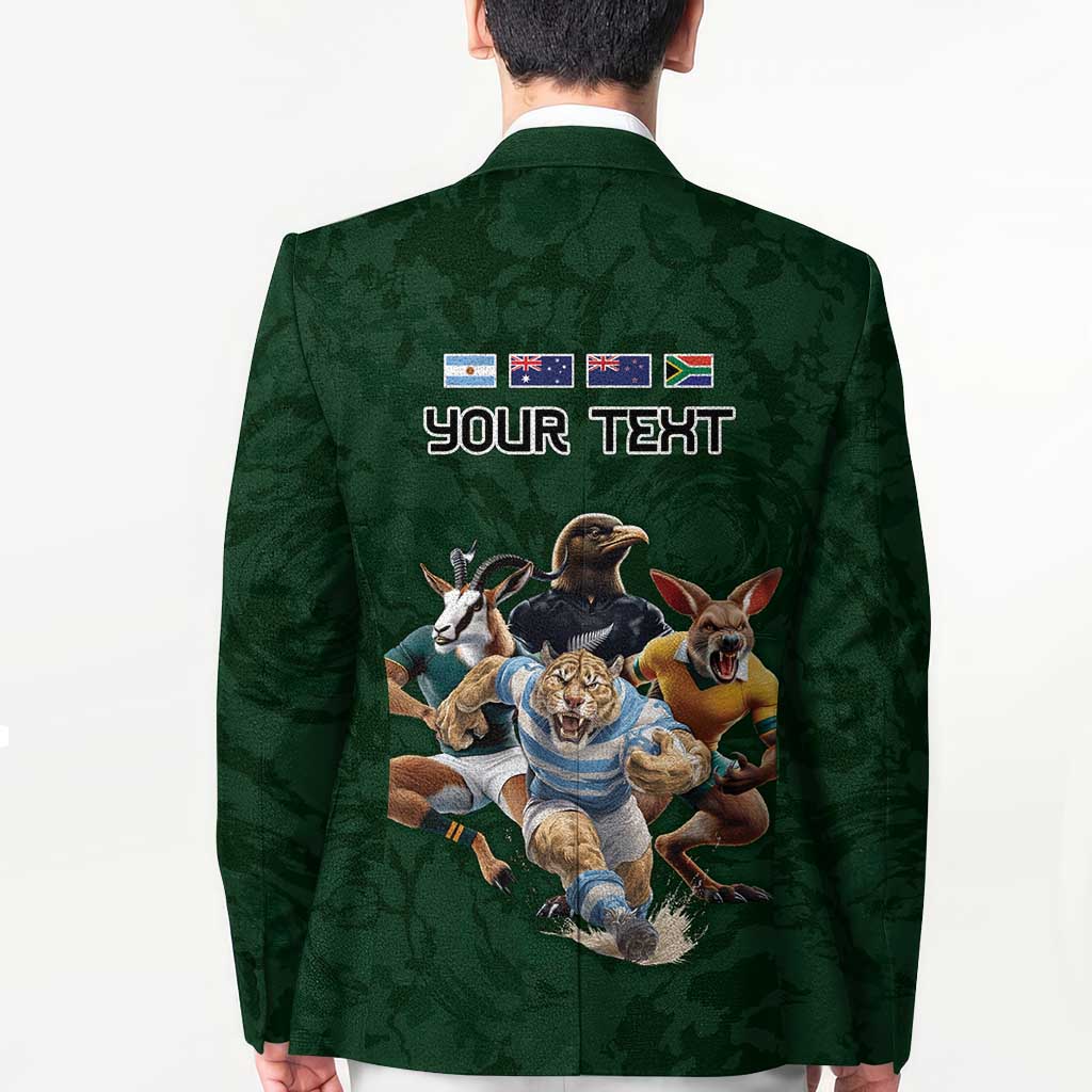 Custom Rugby Southern Hemisphere Blazer Argentina AUNZ South Africa Mascot Green - Aussie Hoodie