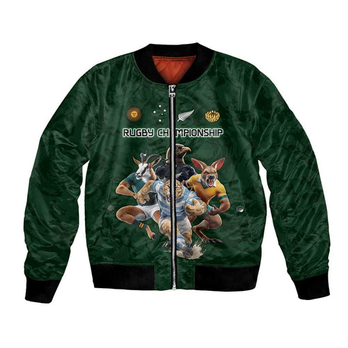 Custom Rugby Southern Hemisphere Bomber Jacket Argentina AUNZ South Africa Mascot Green - Aussie Hoodie