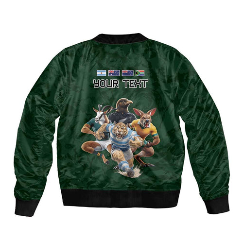 Custom Rugby Southern Hemisphere Bomber Jacket Argentina AUNZ South Africa Mascot Green - Aussie Hoodie