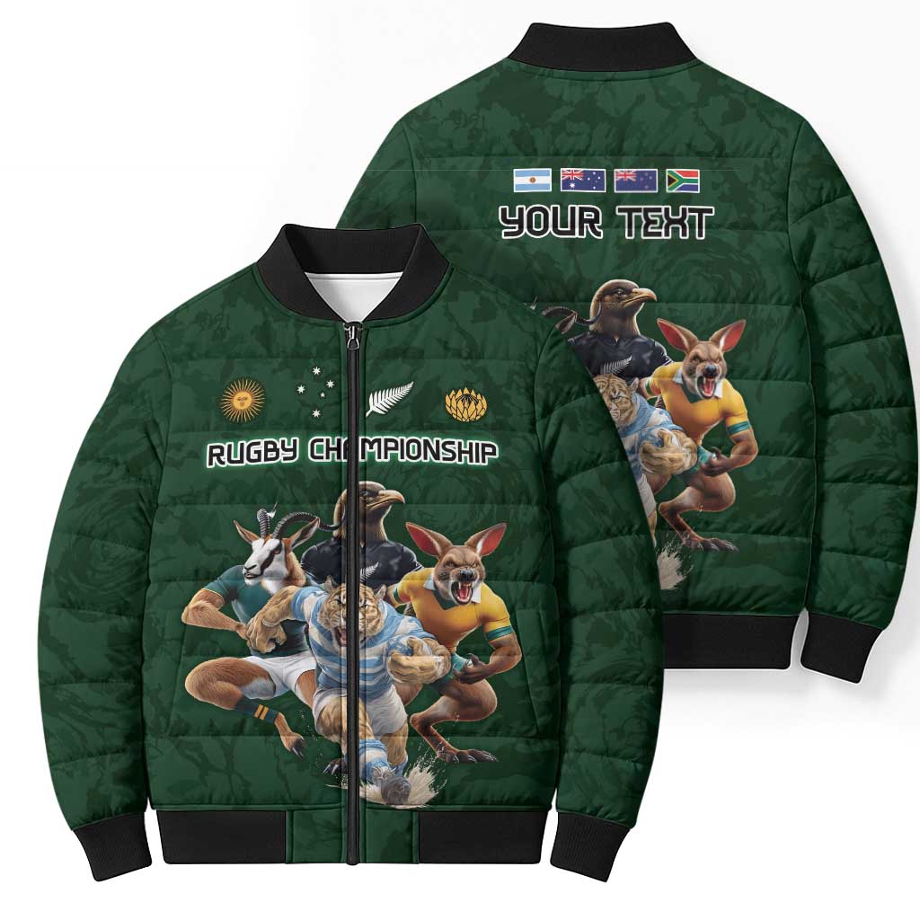 Custom Rugby Southern Hemisphere Bomber Puffer Jacket Argentina AUNZ South Africa Mascot Green - Aussie Hoodie
