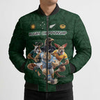 Custom Rugby Southern Hemisphere Bomber Puffer Jacket Argentina AUNZ South Africa Mascot Green - Aussie Hoodie