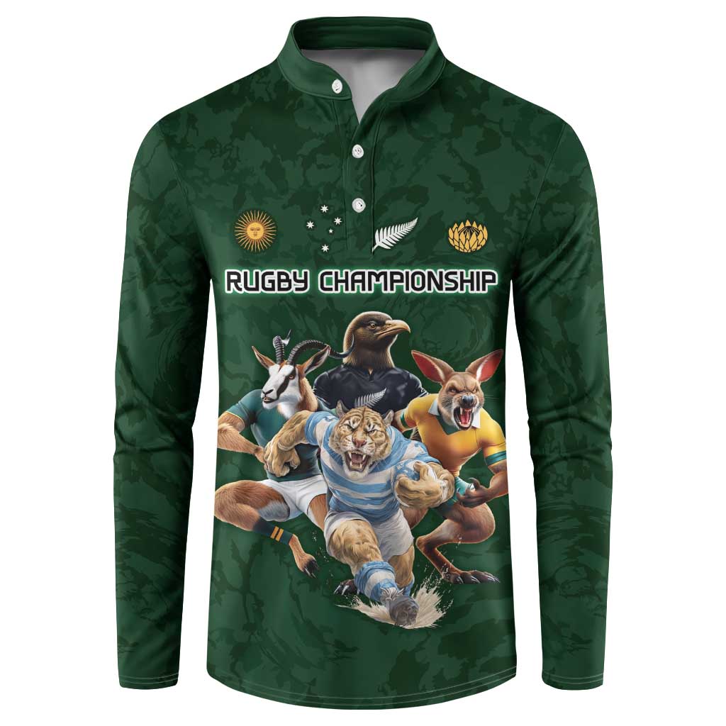 Custom Rugby Southern Hemisphere Button Sweatshirt Argentina AUNZ South Africa Mascot Green - Aussie Hoodie