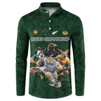 Custom Rugby Southern Hemisphere Button Sweatshirt Argentina AUNZ South Africa Mascot Green - Aussie Hoodie