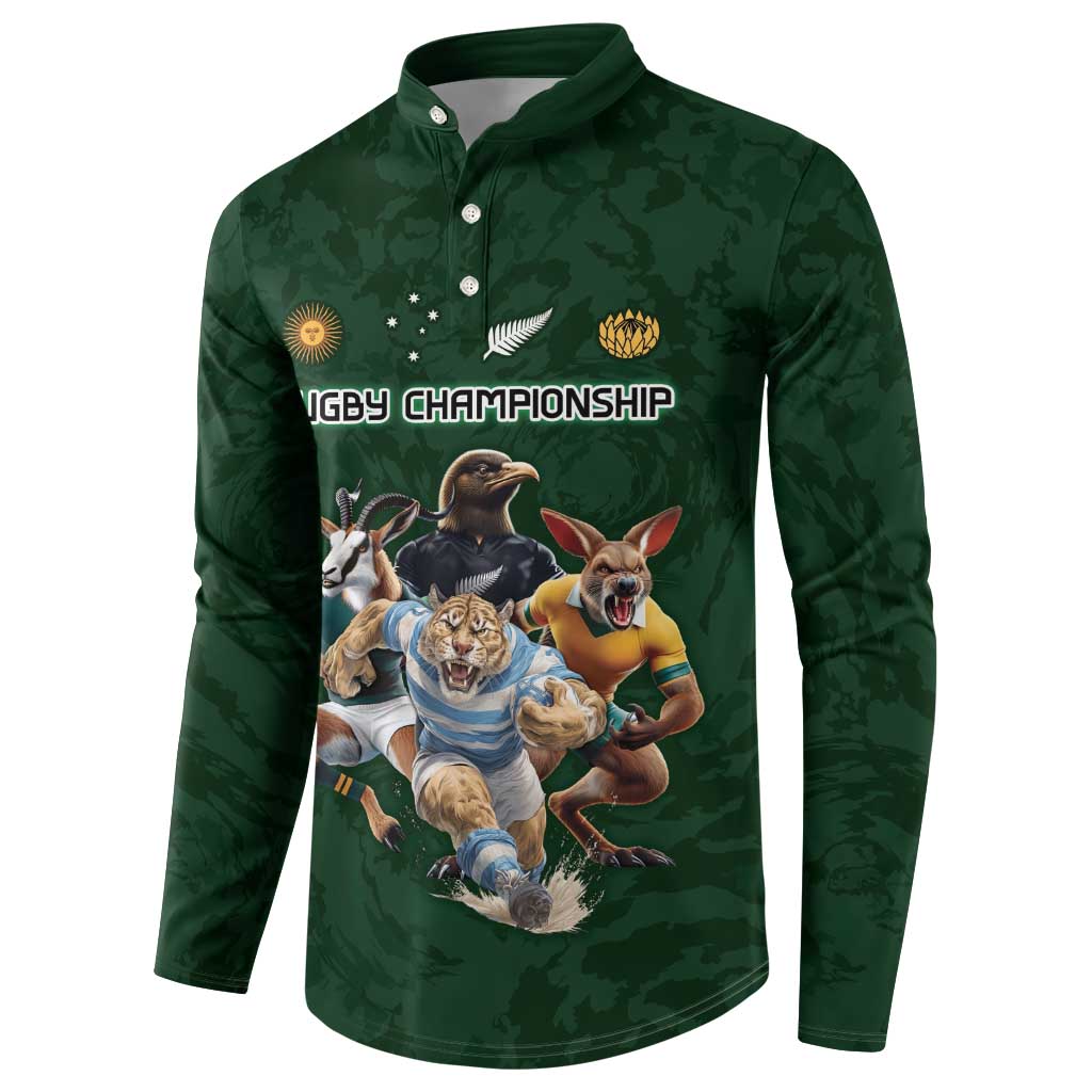 Custom Rugby Southern Hemisphere Button Sweatshirt Argentina AUNZ South Africa Mascot Green - Aussie Hoodie