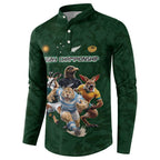 Custom Rugby Southern Hemisphere Button Sweatshirt Argentina AUNZ South Africa Mascot Green - Aussie Hoodie