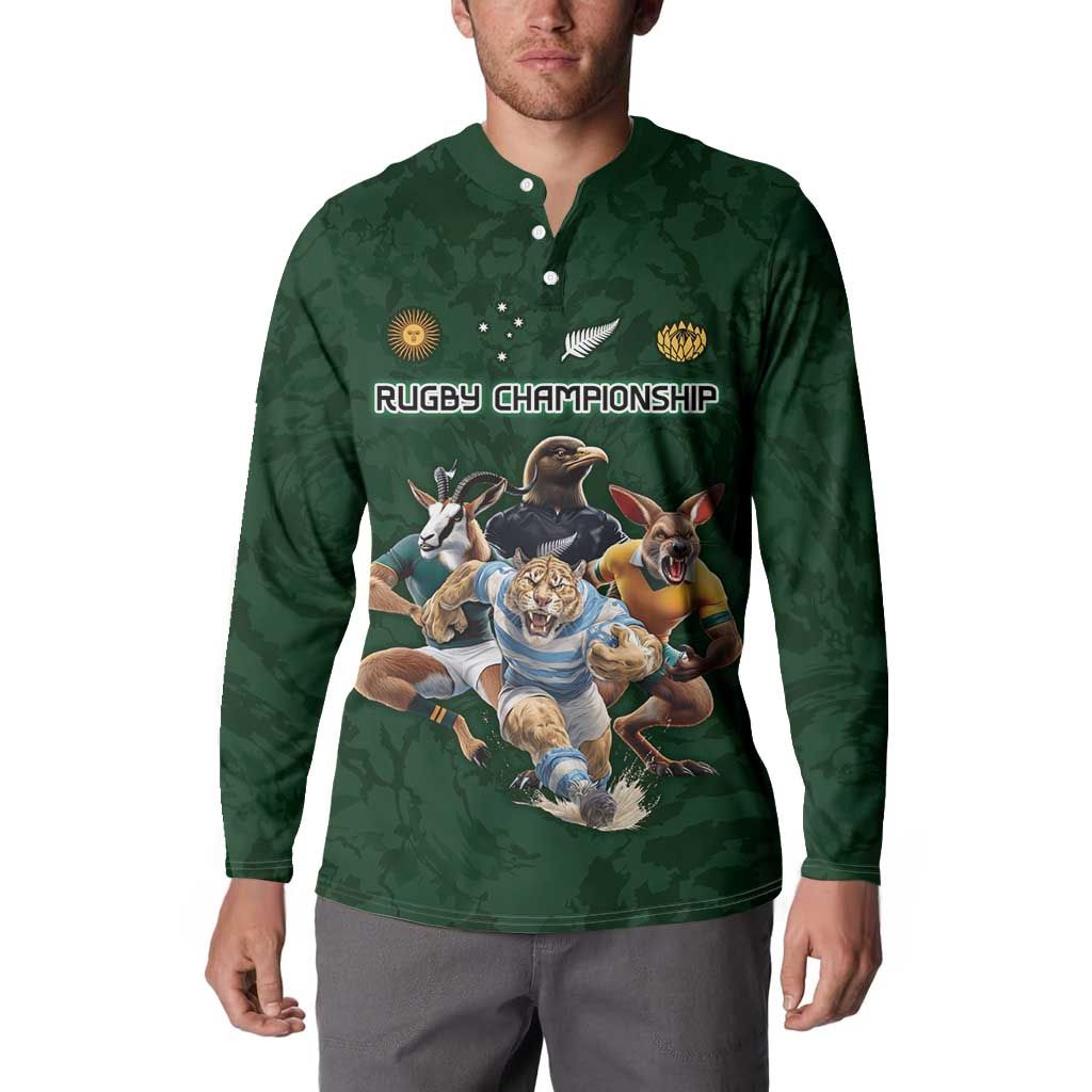 Custom Rugby Southern Hemisphere Button Sweatshirt Argentina AUNZ South Africa Mascot Green - Aussie Hoodie
