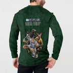 Custom Rugby Southern Hemisphere Button Sweatshirt Argentina AUNZ South Africa Mascot Green - Aussie Hoodie