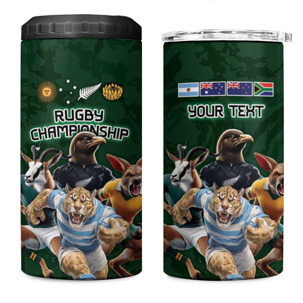 Custom Rugby Southern Hemisphere 4 in 1 Can Cooler Tumbler Argentina AUNZ South Africa Mascot Green - Aussie Hoodie