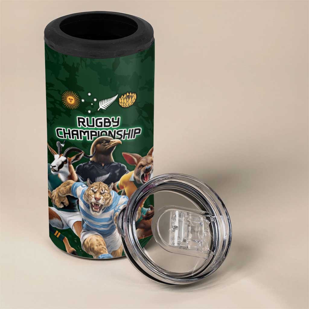 Custom Rugby Southern Hemisphere 4 in 1 Can Cooler Tumbler Argentina AUNZ South Africa Mascot Green - Aussie Hoodie