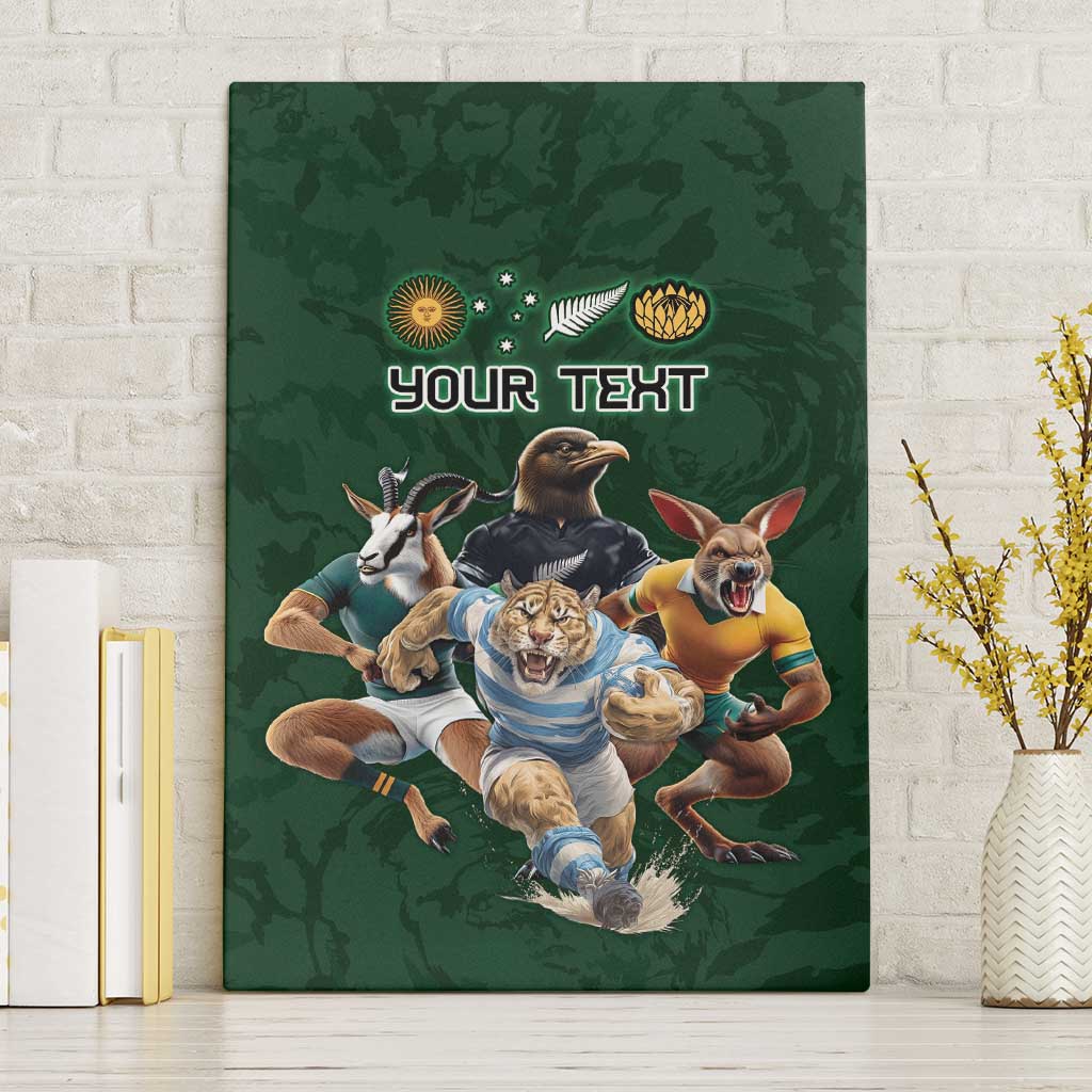 Custom Rugby Southern Hemisphere Canvas Wall Art Argentina AUNZ South Africa Mascot Green - Aussie Hoodie
