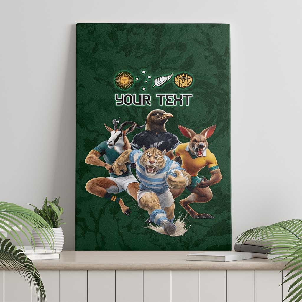 Custom Rugby Southern Hemisphere Canvas Wall Art Argentina AUNZ South Africa Mascot Green - Aussie Hoodie