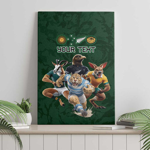 Custom Rugby Southern Hemisphere Canvas Wall Art Argentina AUNZ South Africa Mascot Green - Aussie Hoodie