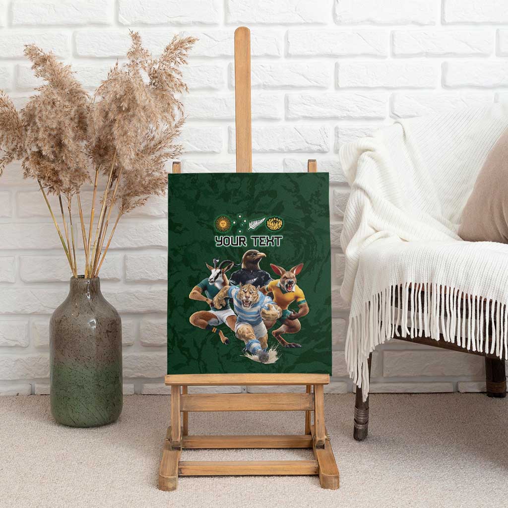 Custom Rugby Southern Hemisphere Canvas Wall Art Argentina AUNZ South Africa Mascot Green - Aussie Hoodie
