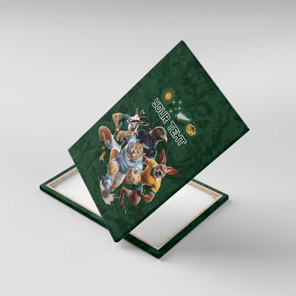 Custom Rugby Southern Hemisphere Canvas Wall Art Argentina AUNZ South Africa Mascot Green - Aussie Hoodie