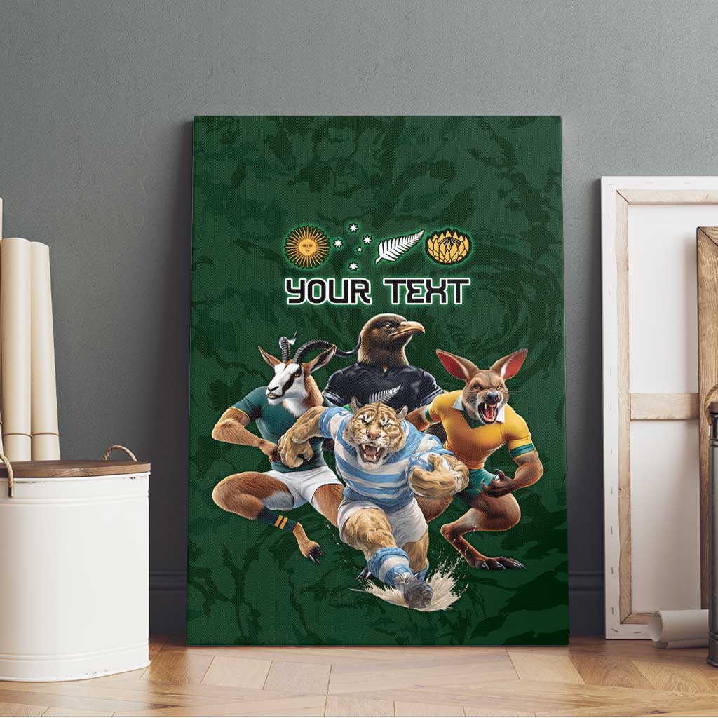 Custom Rugby Southern Hemisphere Canvas Wall Art Argentina AUNZ South Africa Mascot Green - Aussie Hoodie