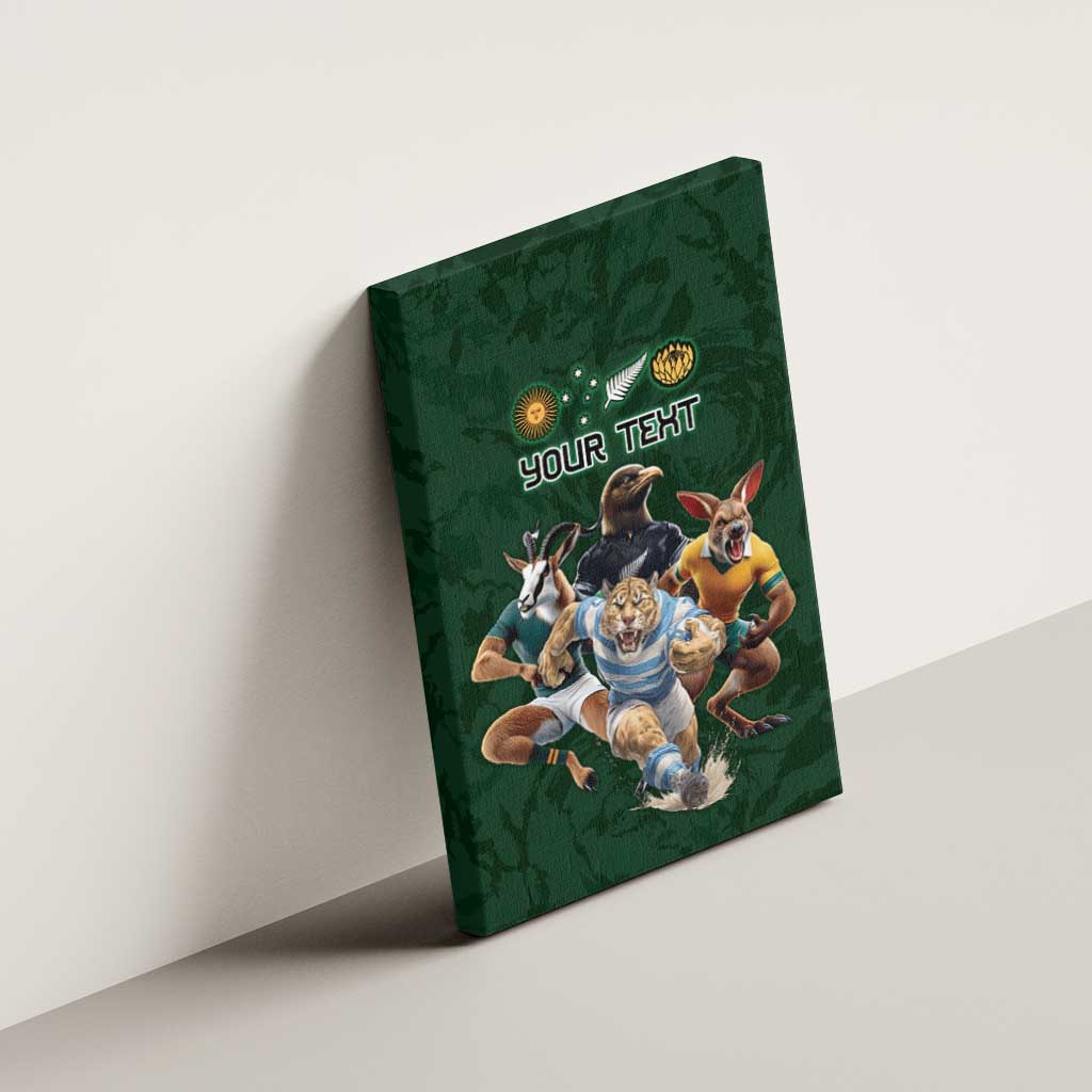 Custom Rugby Southern Hemisphere Canvas Wall Art Argentina AUNZ South Africa Mascot Green - Aussie Hoodie