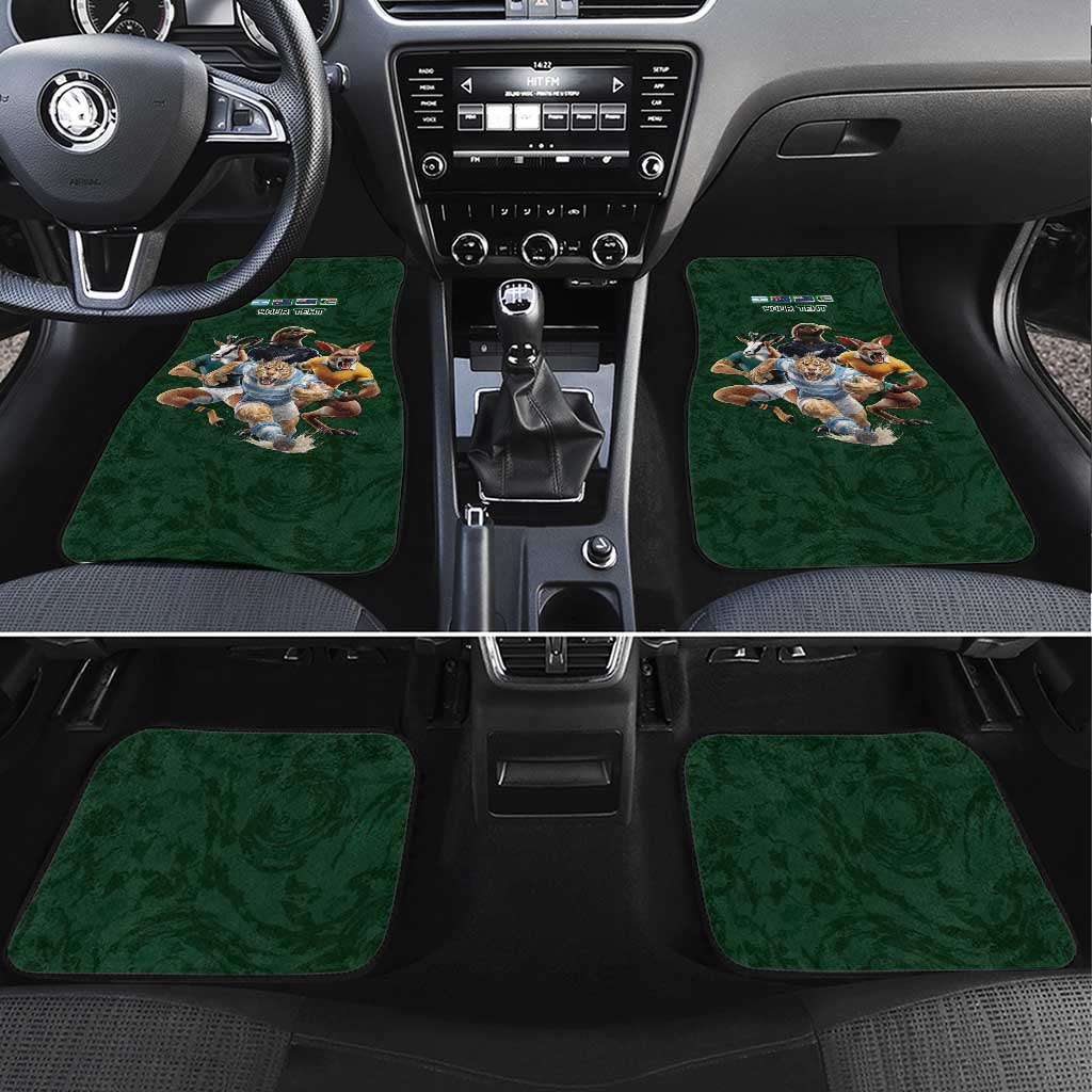 Custom Rugby Southern Hemisphere Car Mats Argentina AUNZ South Africa Mascot Green - Aussie Hoodie