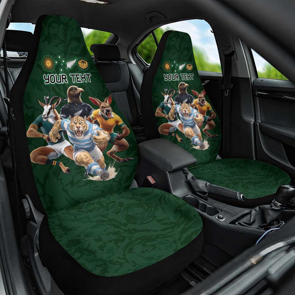 Custom Rugby Southern Hemisphere Car Seat Cover Argentina AUNZ South Africa Mascot Green - Aussie Hoodie