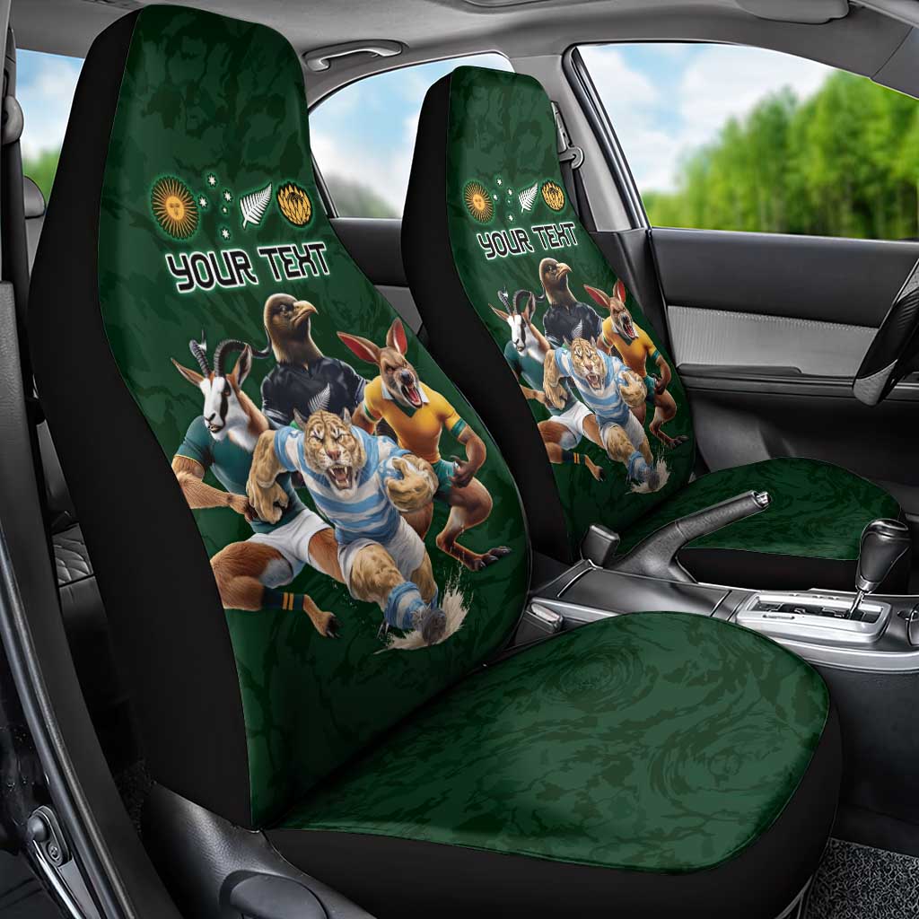 Custom Rugby Southern Hemisphere Car Seat Cover Argentina AUNZ South Africa Mascot Green - Aussie Hoodie