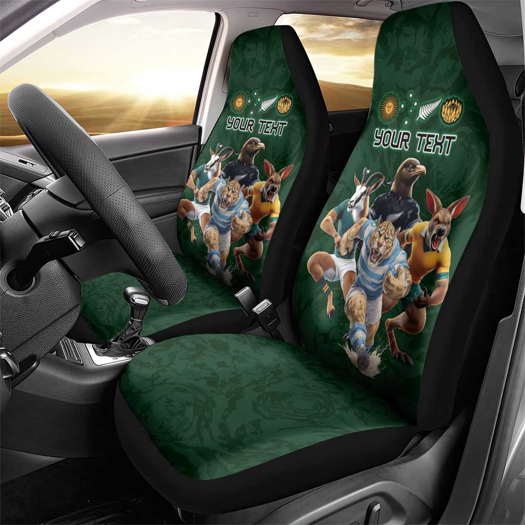 Custom Rugby Southern Hemisphere Car Seat Cover Argentina AUNZ South Africa Mascot Green - Aussie Hoodie