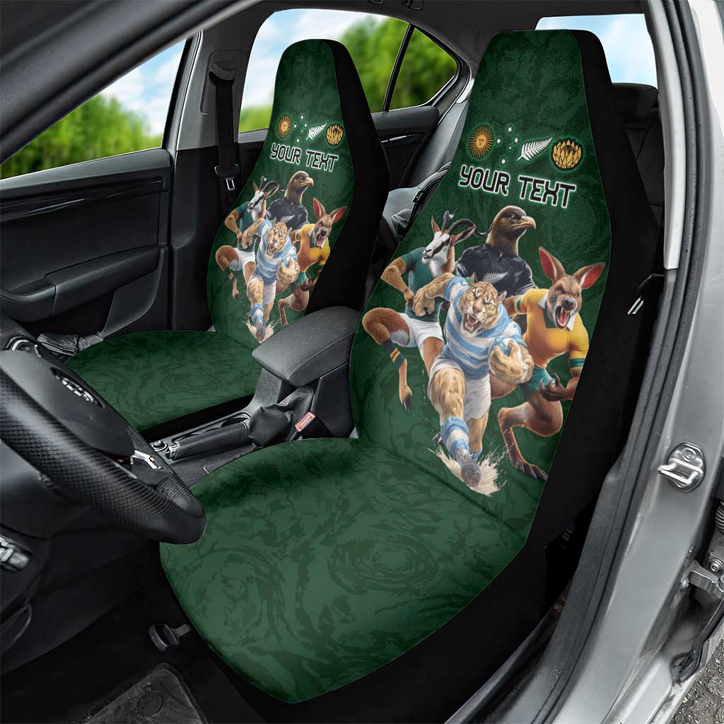 Custom Rugby Southern Hemisphere Car Seat Cover Argentina AUNZ South Africa Mascot Green - Aussie Hoodie