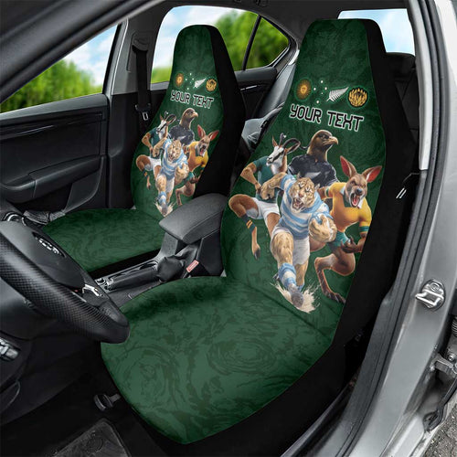 Custom Rugby Southern Hemisphere Car Seat Cover Argentina AUNZ South Africa Mascot Green - Aussie Hoodie
